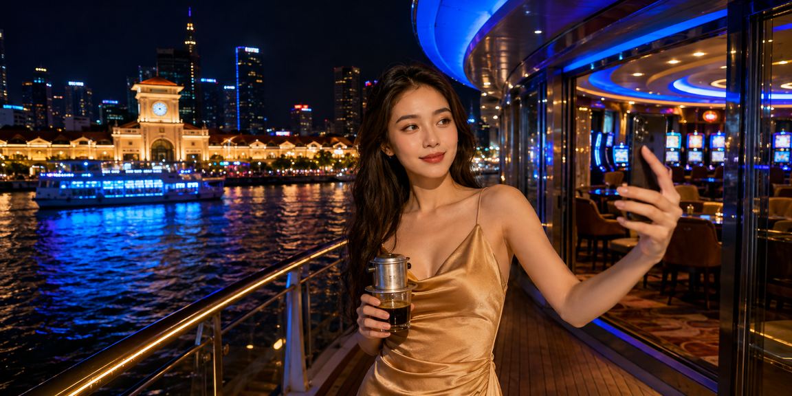 Người dùng tại TP. Hồ Chí Minh đặt cược casino trực tuyến trên điện thoại bên ly cà phê