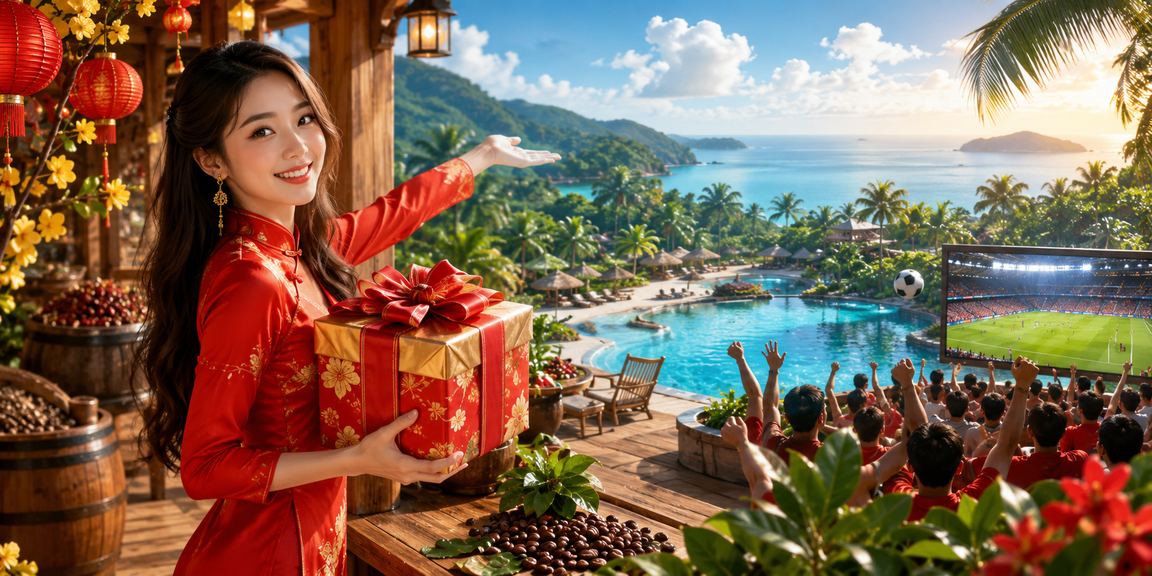 Người chơi thư giãn bên tách cà phê tại Phú Quốc, biểu tượng cho lối chơi cân bằng