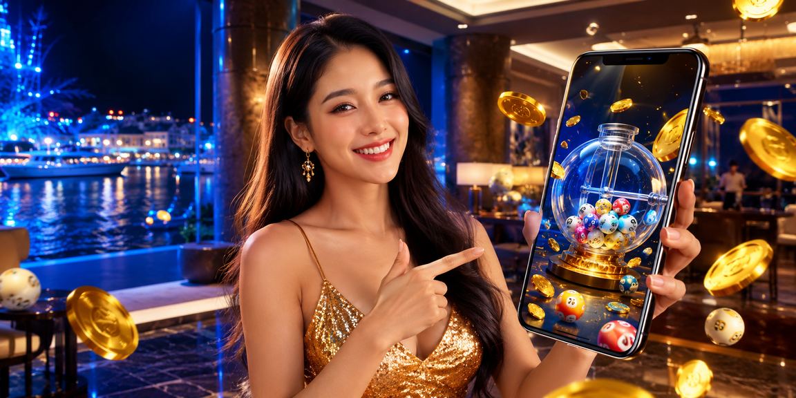 Người dùng tại Phú Quốc kiểm tra tài khoản xổ số trực tuyến trên điện thoại bên bờ biển